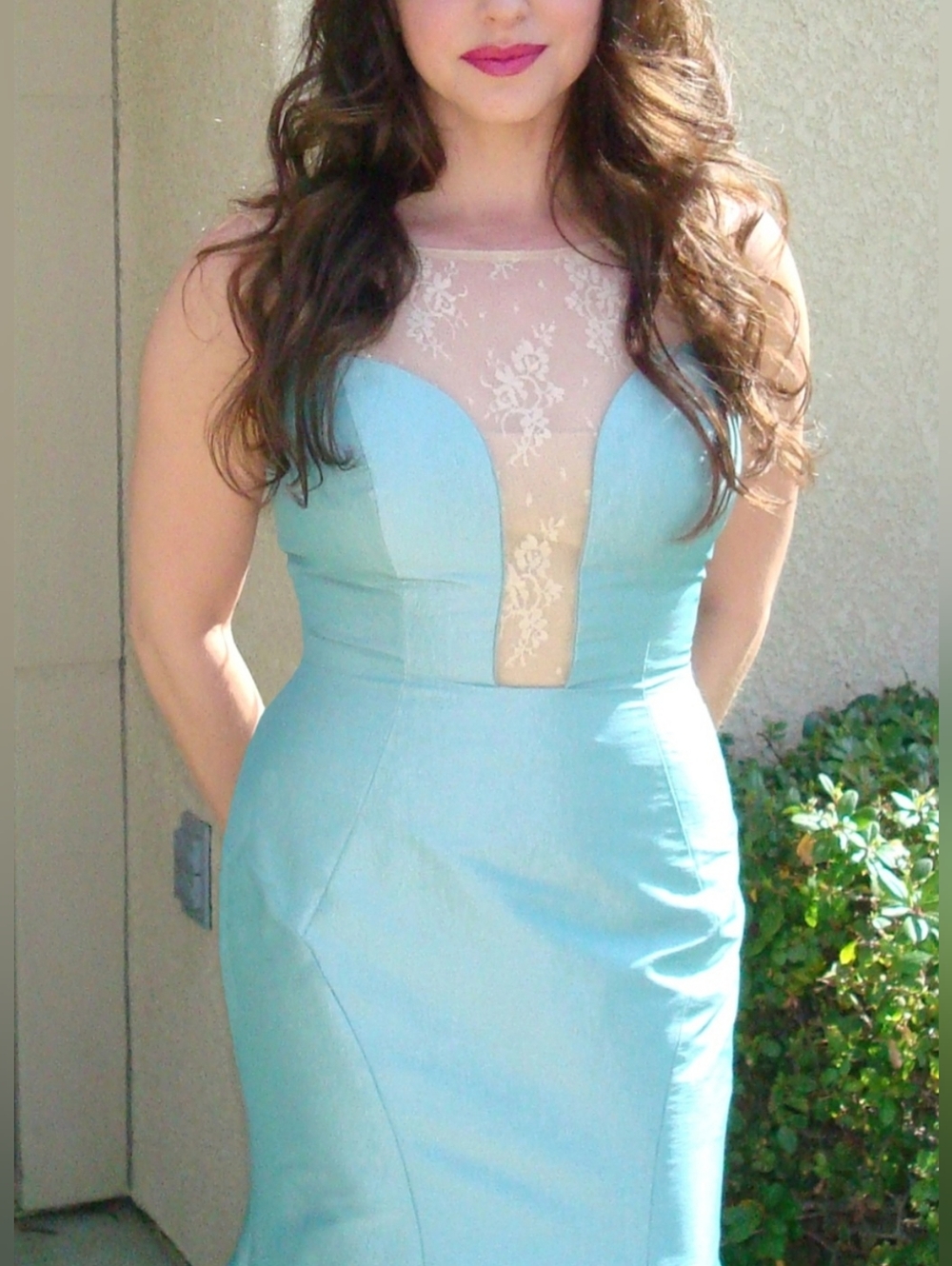 SIVALIA COUTURE Open Back Mermaid Gown Dress with Lace and Double Hem